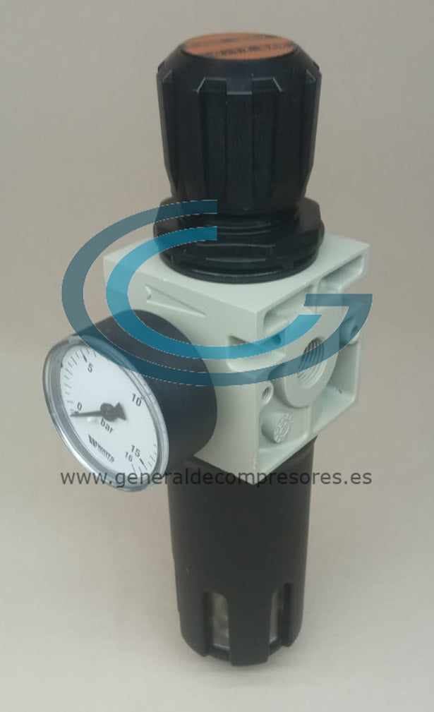 Separador de Agua con Filtro y Reductor de Presión ABAC AirNet 3/8 h 2813920015 FRL FPR-3/8”f